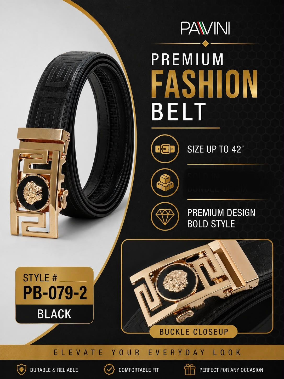 PB-079-2 BELT BLACK