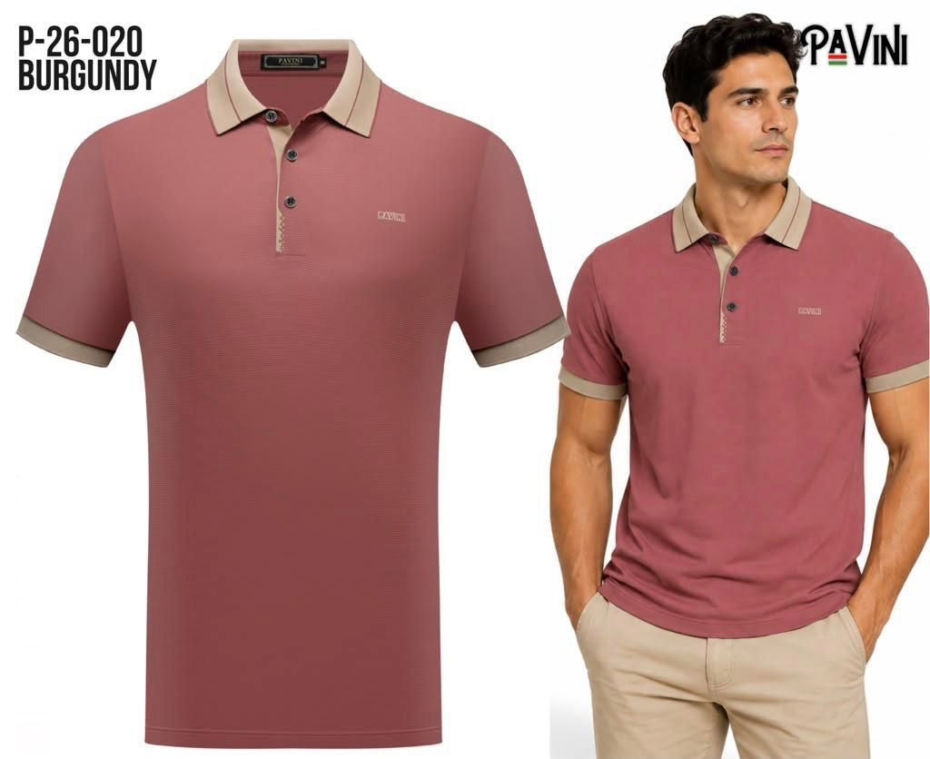 #P-26-020 BURGUNDY POLO PAVINI