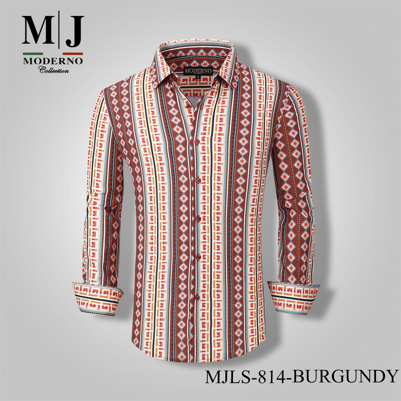 SHIRT #MJLS-814-BURGUNDY MODERNO image 0