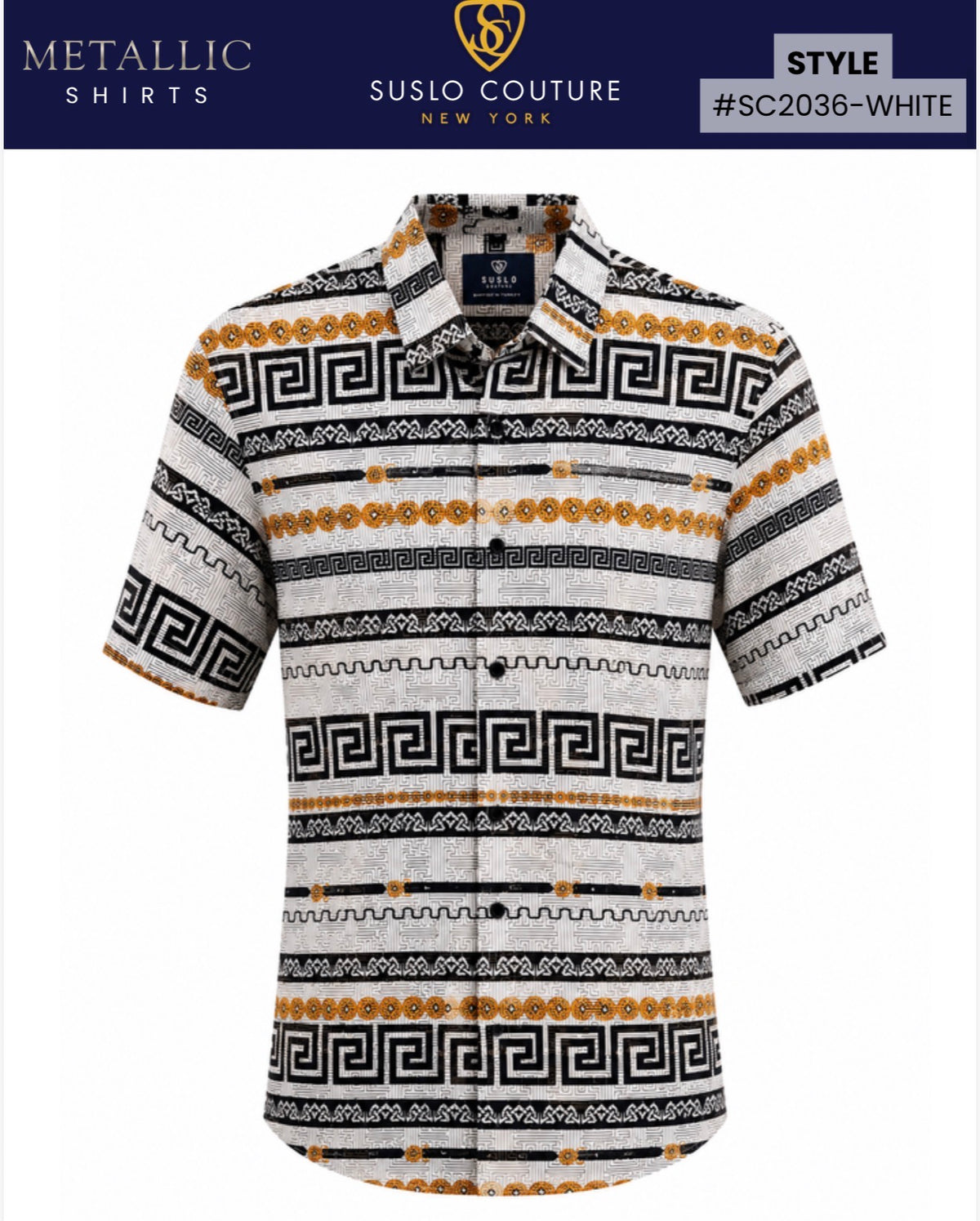 SC-2036 WHITE/BLACK SHORT SLEEVE SHIRT