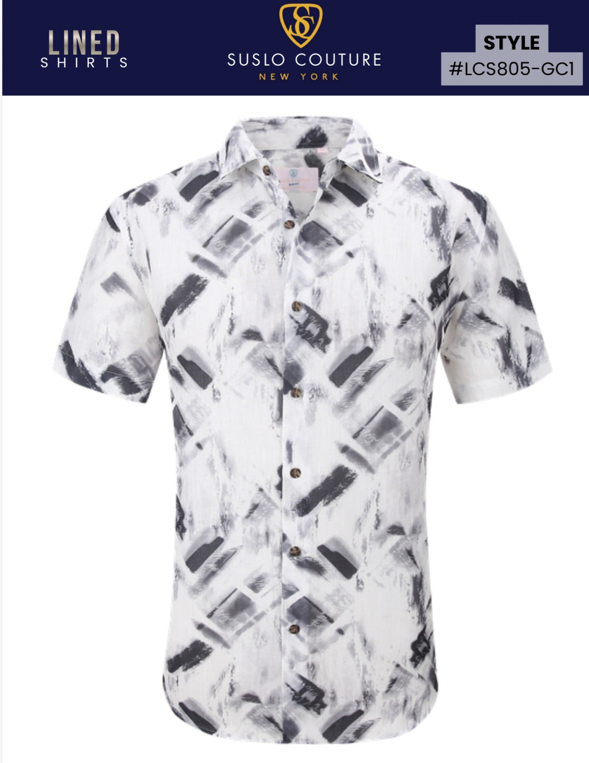 LSC805-GC1 WHITE/BLACK SHORT SLEEVE SHIRT