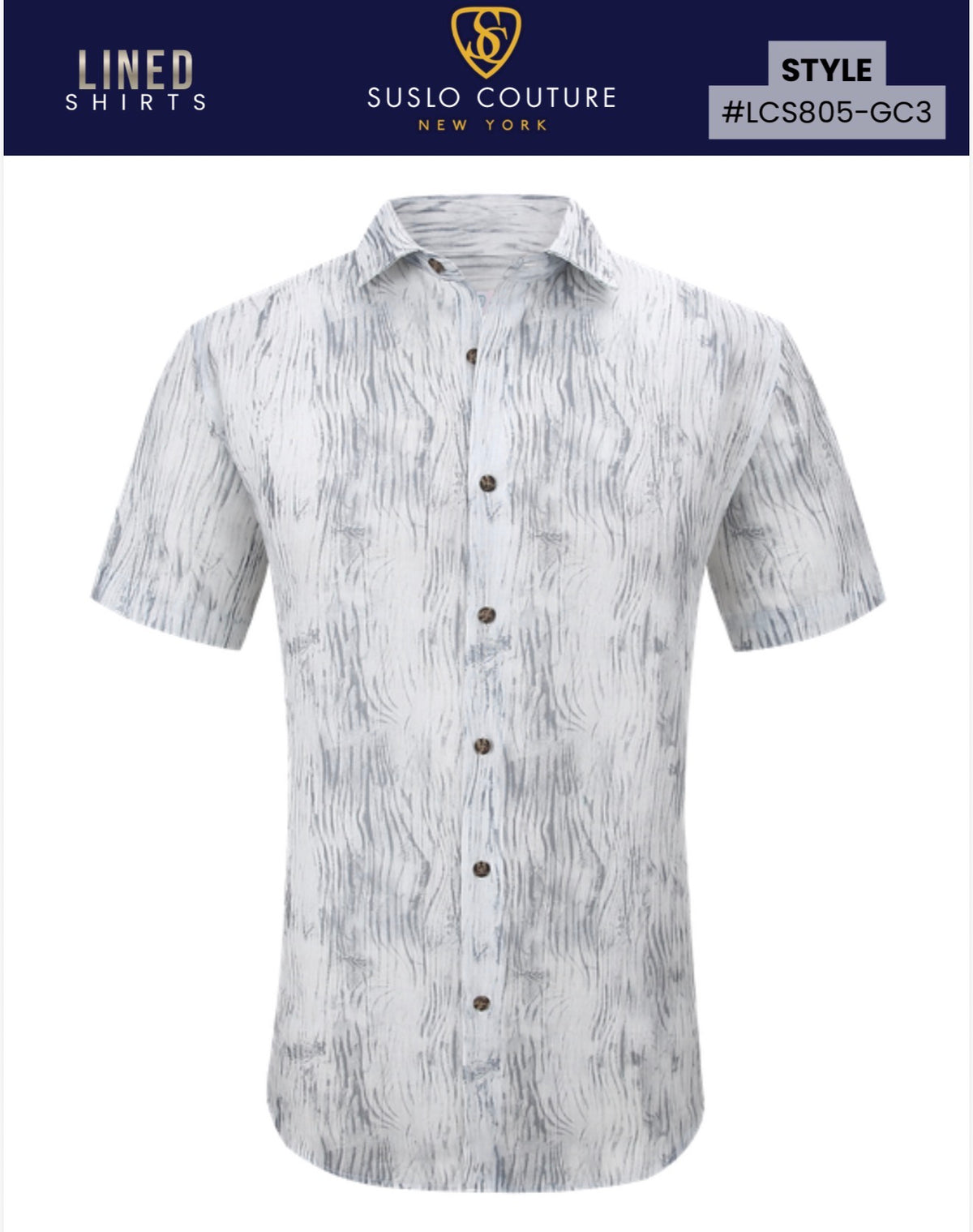 LCS805-GC3 WHITE/GREY SHORT SLEEVE SHIRT