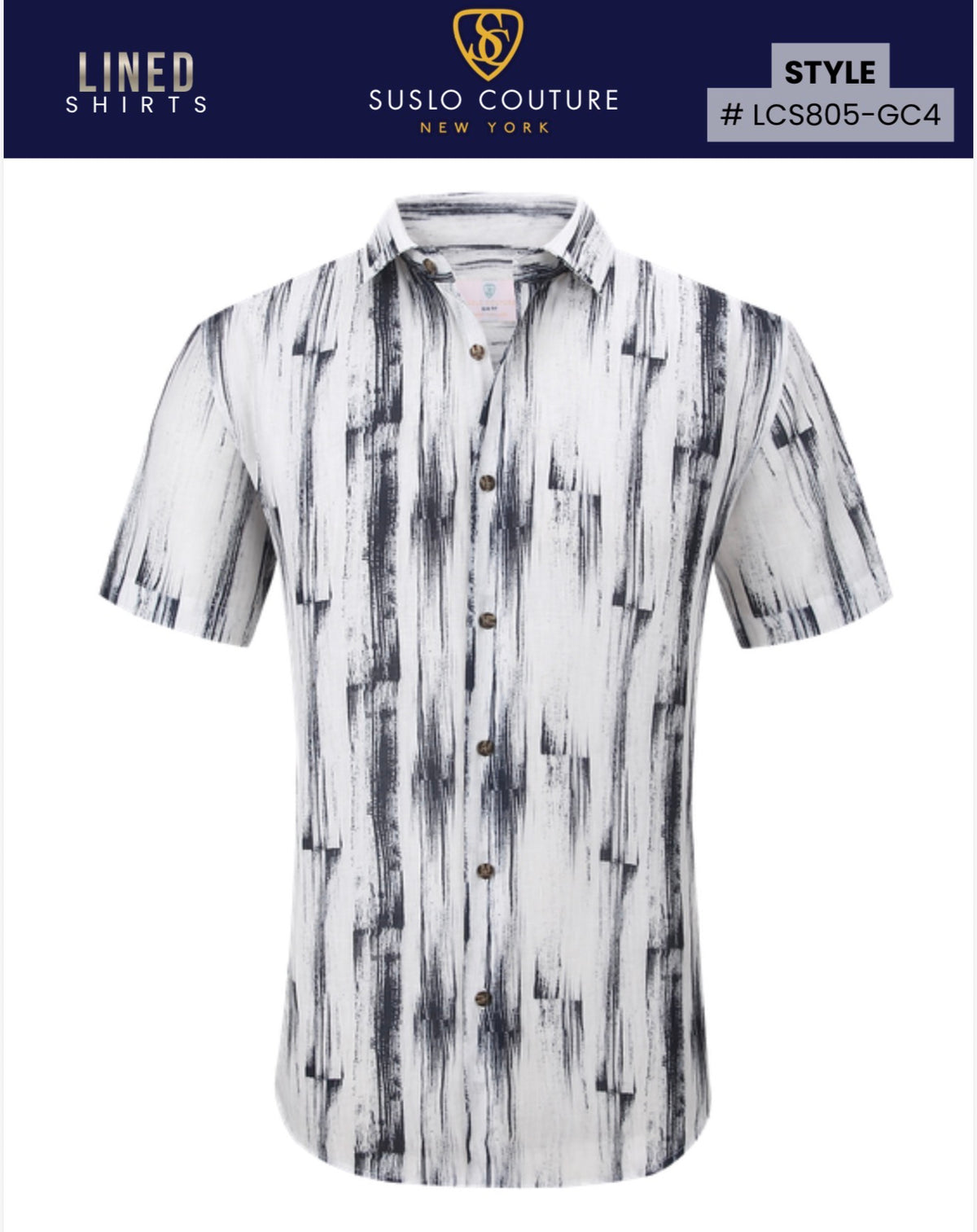 LSC805-GC5 WHITE/BLACK SHORT SLEEVE SHIRT
